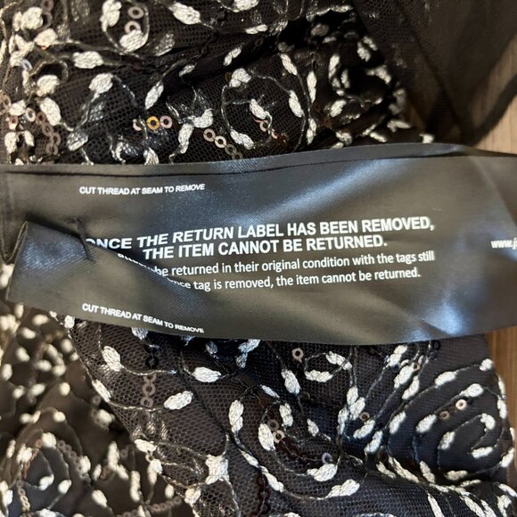 JS Collections Black Mesh Embroidered Sequin Cocktail Dress - Size 8 - Picture 14 of 16